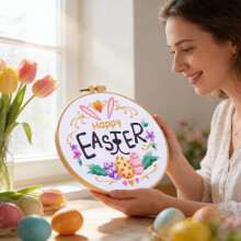 Easter Decorations Easter Embroidery For Beginners DIY Needlepoint With Threads And Instructions DIY Knitting DIY Home Decor White Letters