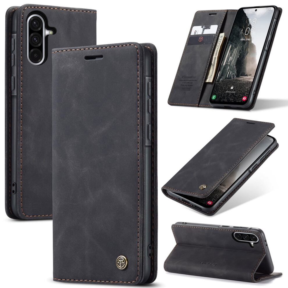 Caseme Leather Flip Wallet Case For Compatible With Samsung Galaxy A36 5GâMagnetic, Card Holder, Kickstand, Shockproof, Black 9193271814924