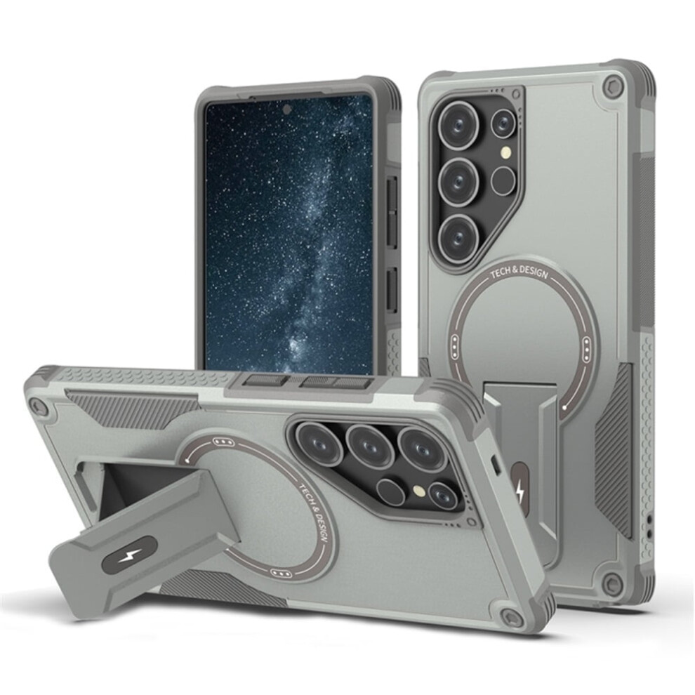 Samsung Galaxy S24 Ultra 5G Case – Magsafe Compatible, Military-Grade Shockproof Tpu With Invisible Stand, Grey 9418476672347