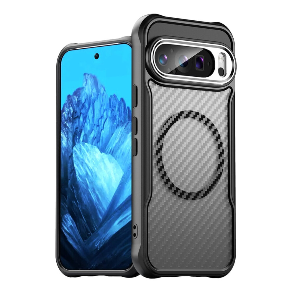 Carbon Fiber Magnetic Case For Google Pixel 9/9 Pro, Compatible With Magsafe – Slim, Shockproof, Anti-Fingerprint, Matte Black 9130661907866