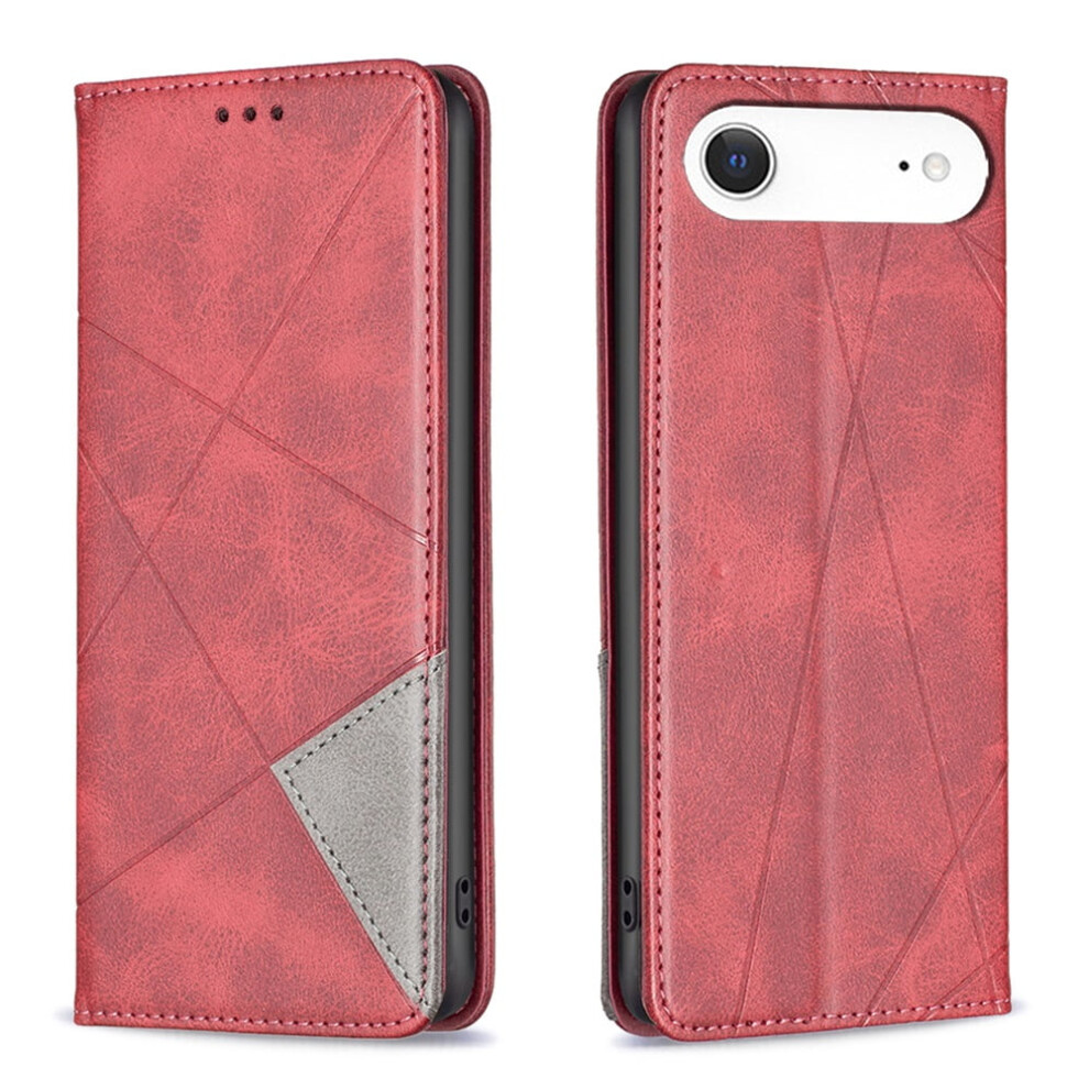 Rhombus Pattern Leather Flip Wallet Case With Card Holder, Magnetic Closure & Kickstand Â Compatible With Iphone Air Red 9130661907781