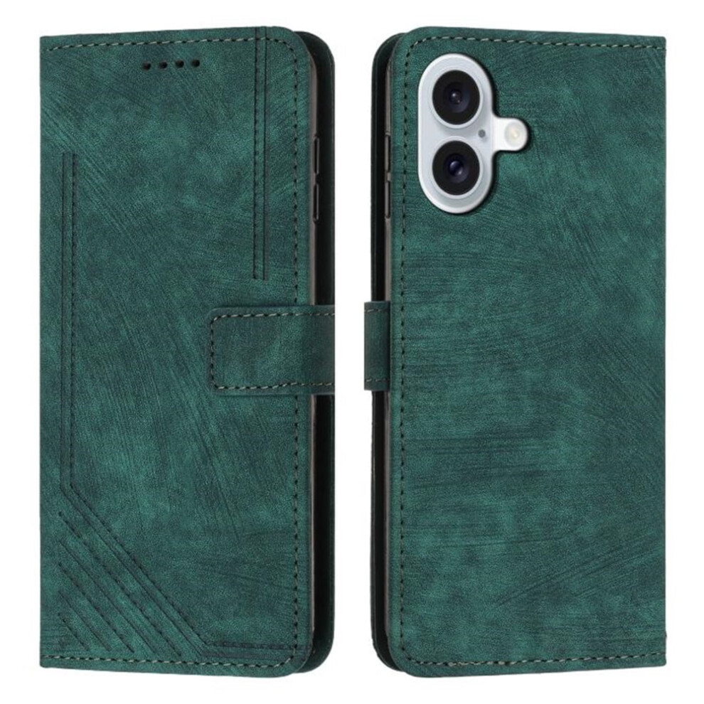 Leather Iphone 17 Flip Case With Card Holder, Magnetic Closure, Shockproof, Kickstand & Retractable Lanyard Â Green 9130661909198