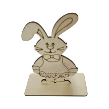 Lapin de Pâques en bois découpé, panneau en bois brut à peindre – Loisirs créatifs et décoration printanière, compatible avec un plateau à