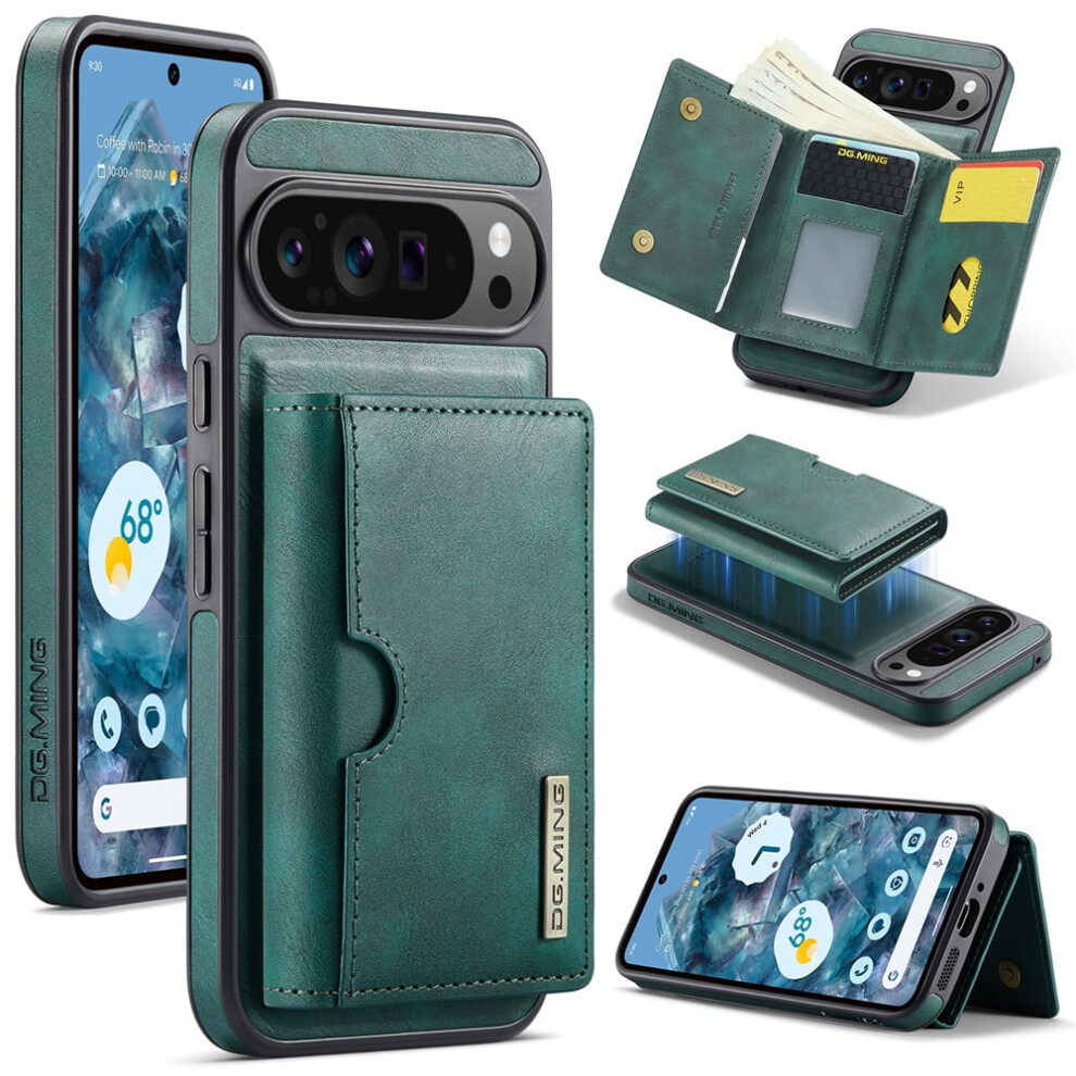 Dg.ming Wallet Case For Google Pixel 9 Pro Xl 6.8", Magnetic, Rfid Blocking, Card Slot, Leather Â Green 9130661909556