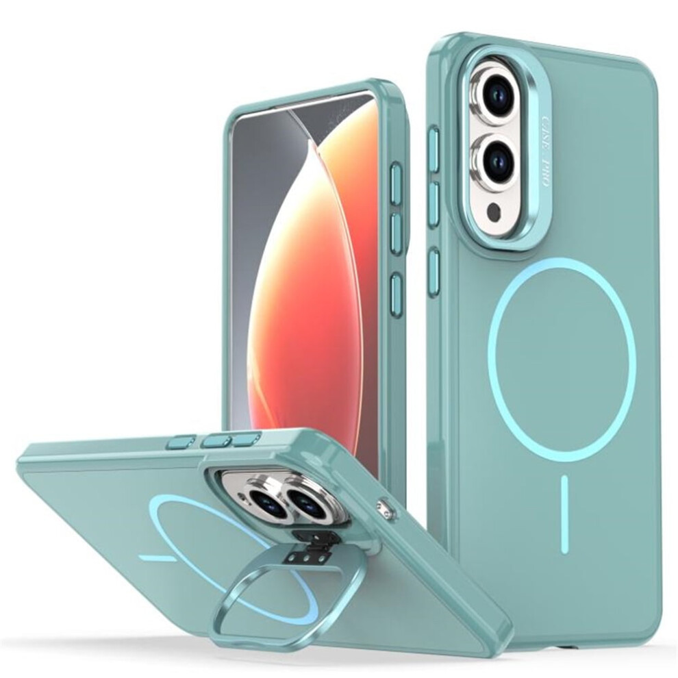 Slim Frosted Magsafe-Compatible Case For Samsung Galaxy S25 Edge 5G Â Shockproof Tpu With Metal Camera Protection & Kickstand, Green 9130661910019