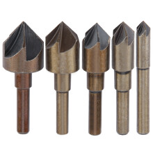 Fasenfräser-Set, Senkbohrer, HSS-Sechskantschaft, 5-Nut-Design, titanbeschichtete Präzisionsspitze, vibrationsfreies Bohren in Holz