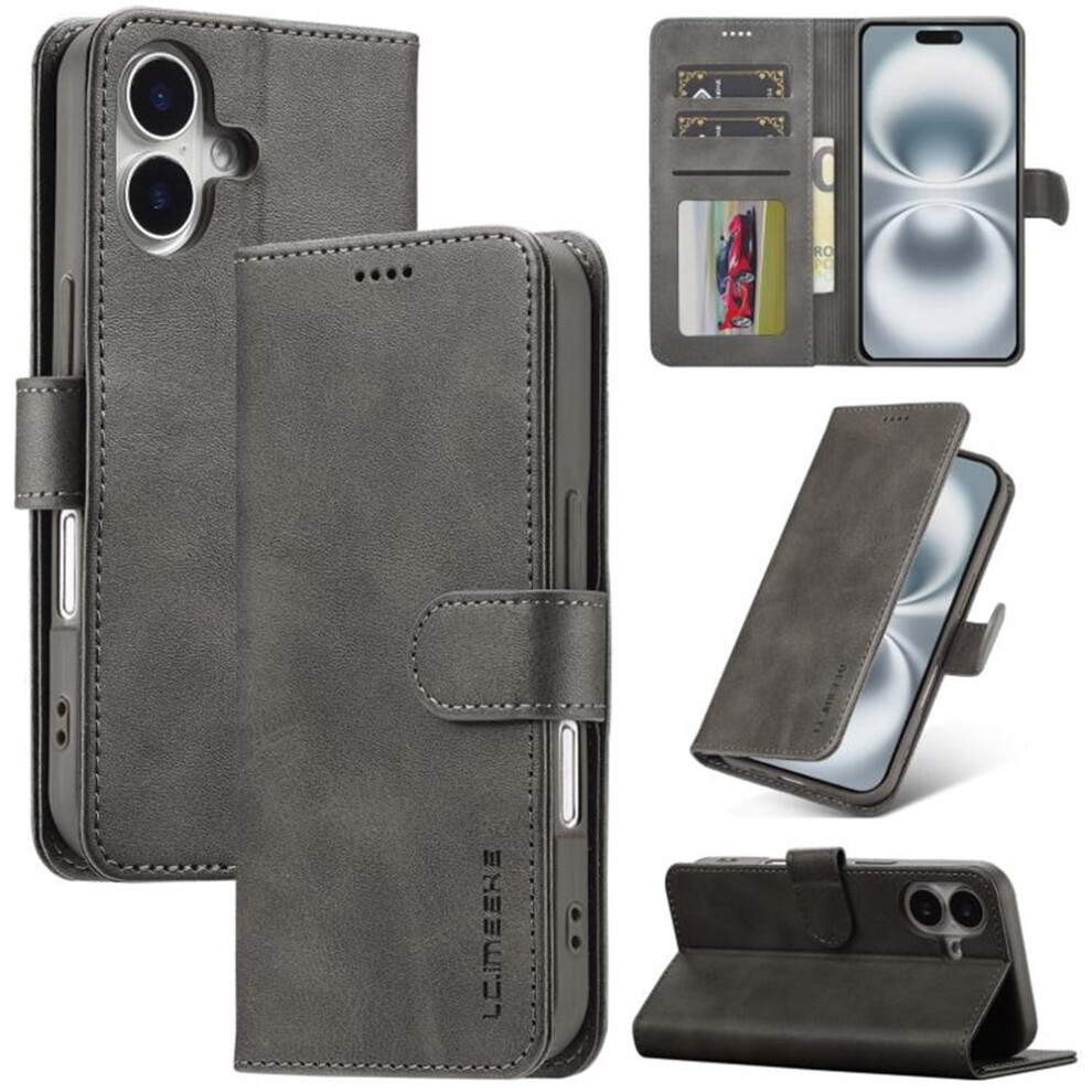 Lc.imeeke Pu Leather Flip Folio Case For Compatible With Iphone 17 Â Magnetic Closure, Card Slot, Kickstand, Shockproof, Grey 9130661911238