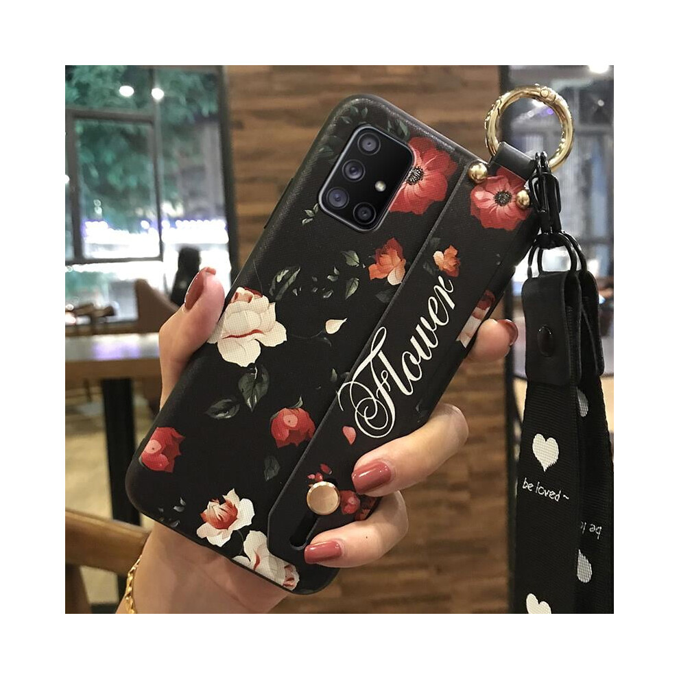 Phone Case Compatible With Samsung Galaxy A71 5G Â Shockproof, Waterproof, Dirt-Resistant, With Wristband, Kickstand & Flower Design 9405492245679