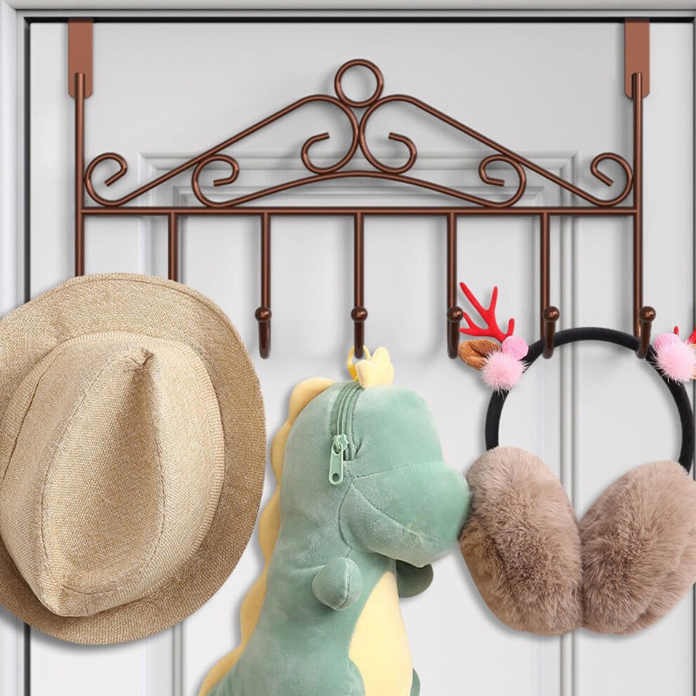 Over The Door Hooks, Door Hanger Hook, Over The Door Towel Rack For Bathroom, Door Towel Hanger For Hanging Clothes Hat, Key (Coffee, 1 Pack) 9170372118823