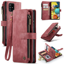 CaseMe Wallet Case for compatible with Samsung Galaxy A51 4G – PU Leather, Magnetic Flip, Lanyard, Zipper Card Holder