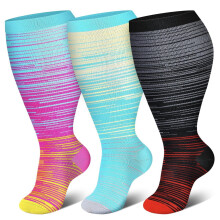 2XL 3XL 4XL Plus Size Compression Socks for Women & Men 15-20 mmhg Extra Wide Calf Knee High Support Socks for Circulation