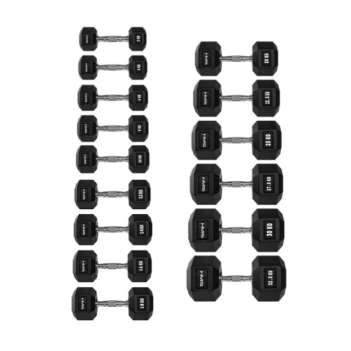 Hex Dumbbell 32,5 kg - Rubberen coating, anti-rol ontwerp