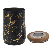 800ml Stainless Steel Airtight Coffee Canister with Visible Lid & Spoon Black