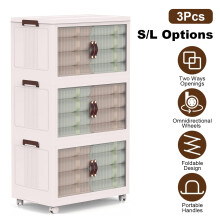 Lot de 3 bacs de rangement pliables et empilables de 26 pintes (246 L) avec couvercles et roulettes, compatibles avec la maison, le bureau et les