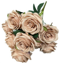 Nouveauté 2026 : Bouquet de roses artificielles d'extérieur à 9 têtes, idéal pour la décoration de la maison, des mariages et de la