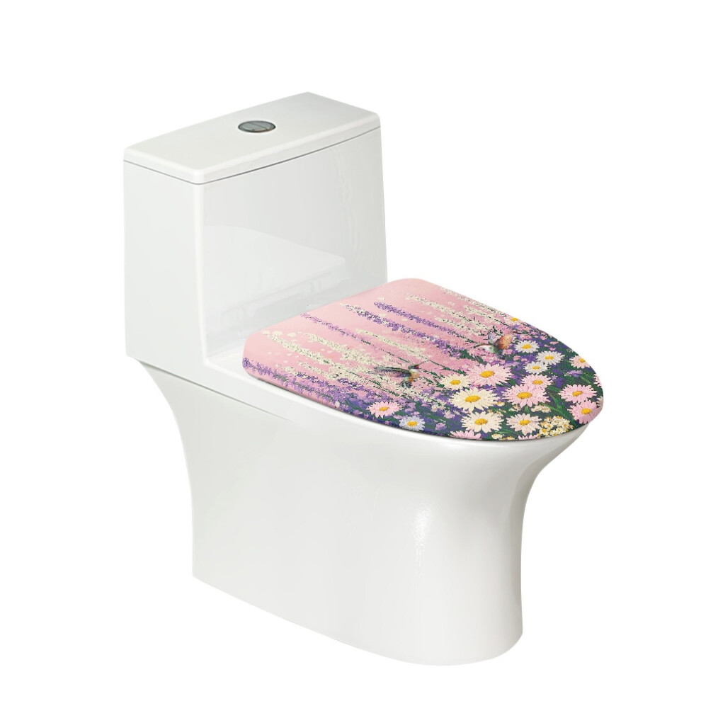 Hummingbird Daisy Toilet Bowl Lid Cover Washable Stretch 937196935208