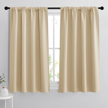 Rideaux occultants pour chambre à coucher, 2 panneaux de 114 cm de long, isolants thermiques, à œillets, beiges, largeur 97 cm x longueur 114 cm