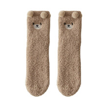Dames wintersokken van polyester met antislip berenzool, warm en pluizig, voor thuis en om in te slapen.