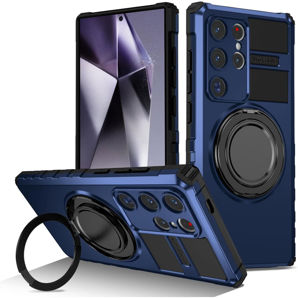 Military Drop-Proof Case For Galaxy S23 Ultra Â 360 Rotatable Magnetic Kickstand, Shockproof, Blue 9405492249042
