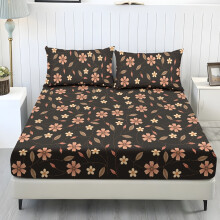 Schwarze Bettwäsche mit Blumenmuster, Kingsize-Bettwäsche-Set, leichtes und bequemes 3-teiliges Set mit elastischem 9,8"-Spannbettlaken