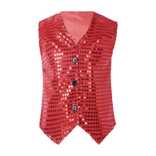 AWZXDE Toddler Girls Boys Sequin Glitter Sleeveless Vest Top For Party Carnival Stage Performance Apparel And Toddlers Clothes Outfit Red,8-9 Years