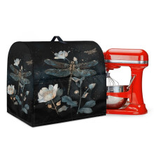 Housse étanche pour robot pâtissier KitchenAid (4,5 à 5 L), motif libellule noir, compatible avec les robots KitchenAid.