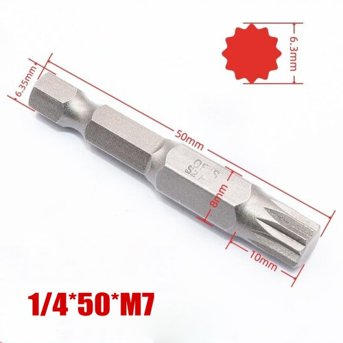 1 τεμάχιο 50 χιλ. μύτη κατσαβιδιού Torx 12 σημείων, 1/4\\\\\\\\', εξαγωνικό στέλεχος, μύτες