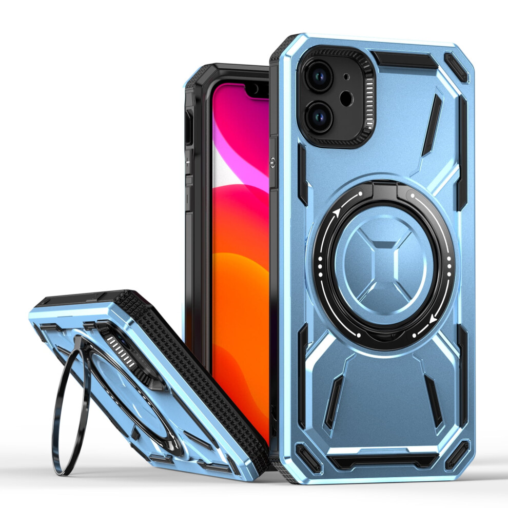 Magnetic Iphone 11 Case With Stand, Magsafe Compatible, Shockproof Rugged Cover, Rotatable Ring Holder & Kickstand Â Blue 9165521623365