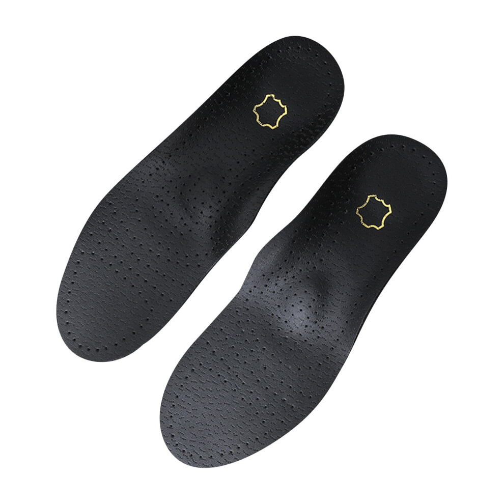Black Pu Leather Orthopedic Insoles For Flat Feet, Arch Support For Men And Women, Breathable And Sweat Absorbing, Odor Proof - Size 43