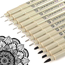 Micro-Pen Fineliner-Tintenmarker, fein, schwarz, 12 Stück