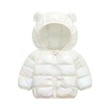 Giacca imbottita per bambini con cappuccio e design con orecchie da orso, capospalla leggero e caldo per bambini e bambine, chiusura con zip,