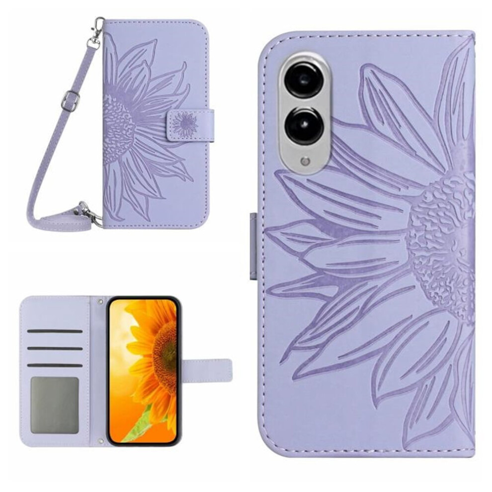 Pu Leather Flip Wallet Case With Magnetic Closure, Card Slots & Hanging Rope, Compatible With Samsung Galaxy S25 Edge 5G 6.7" Purple 9165521623921