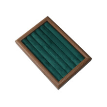 Estante para joyas de madera marrón y verde oscuro, bandeja para anillos, pulseras y pendientes. Almacenamiento de pendientes.