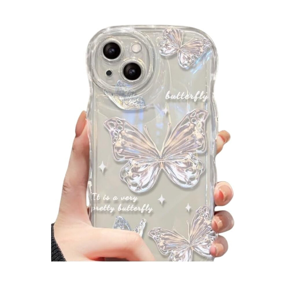 Wave Curl Border Butterfly Phone Case Â Glitter Paper & Chain Options, Girly Style, Compatible With Iphone Pink 9165521624881