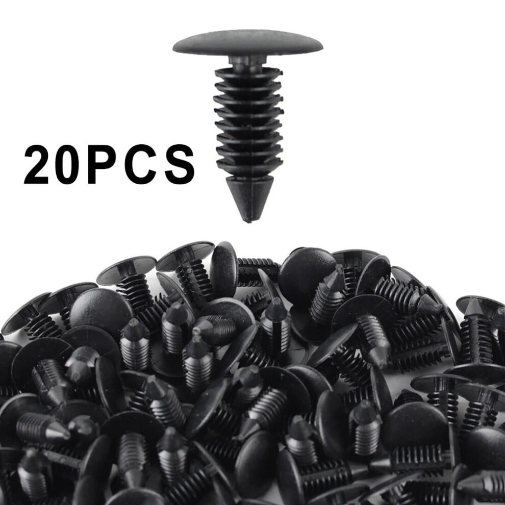 20Pcs 8Mm Hole Car Clips Fender Bumper Shield Retainer Plastic Rivet Push Pin Black 9165521624966
