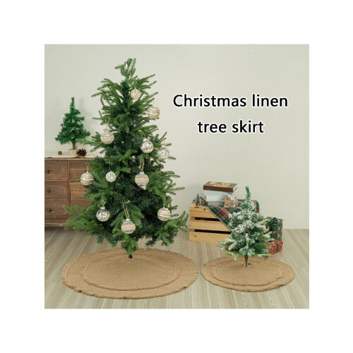 Saia de Natal em juta natural, ecológica e durável, para árvores de 24, 36 e 48 polegadas, com alças ajustáveis. 2