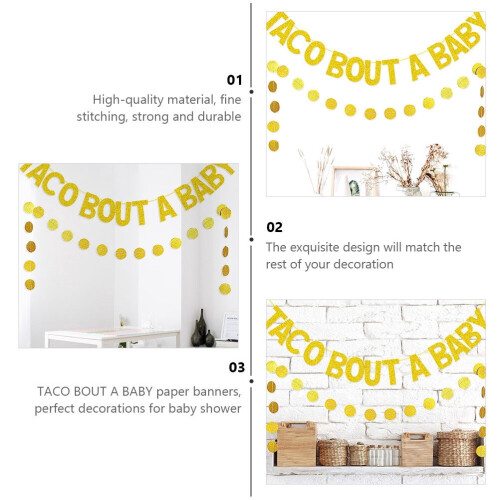 Gyldne glimmer babyshower banner sæt med 2 1