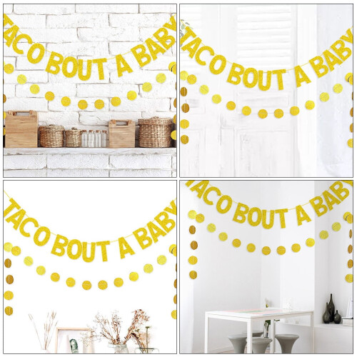 Gyldne glimmer babyshower banner sæt med 2 2