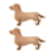 2Pcs Light Brown Wood Dachshund Serving Trays for Cheese and Snacks