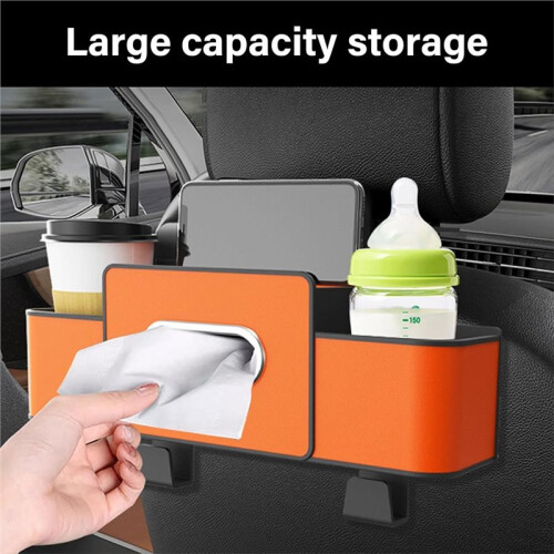 Auto Rear  Headrest Organizer with Hook & Phone Holder, Large Capacity Space-Saving Storage for Vehicles 2pcs 2