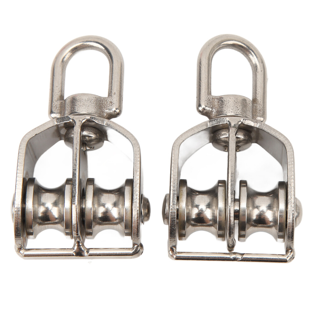 Sturdy And Durable Stainless Steel Double Pulley Block Swivel Hook360degree Rotation Heavy Duty Rigging Hardware With Lifting Crane Anti Corrosion 9180479397618