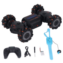 Coche acrobático teledirigido con tecnología de detección de gestos, vehículo todoterreno 4x4 con ruedas giratorias de doble cara, luces de