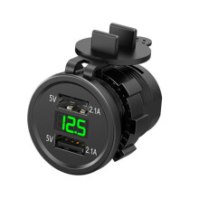 Voltmetro digitale impermeabile con display a LED, monitoraggio dello stato della batteria in tempo reale, design compatto, presa USB per ricarica