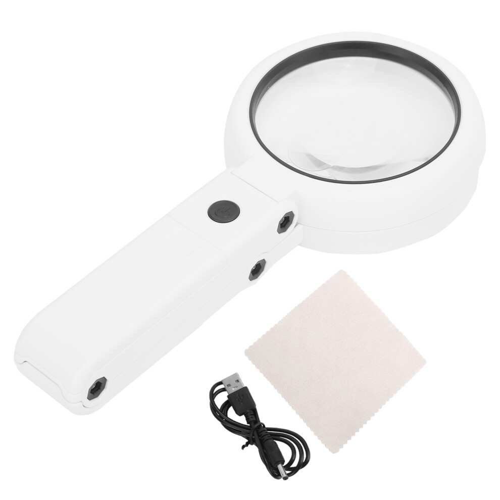 Lighted Folding Magnifying Glass with Real Glass Lens LED Illuminated High Power Magnification for Seniors Macular Degeneration Reading Inspection
