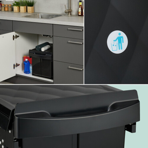 Pull-Out Waste Bin, Black - Space-Saving Kitchen Solution 2