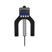 Digitale dieptemeter met display, precisie meetinstrument, resetknop voor nulstelling, magnetische zelfdragende voetjes (afneembaar).