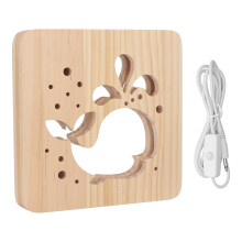 Relaxing Atmosphere3D Wood Carving Lamp, Creative Wooden Night Light USB Powered Soft LED Eye Protection Hollow Design Energy Saving Mood Lamp For