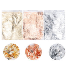 Arts Project Resin Jewelry Making Foil Flakes, Gold Leaf Gilding Flakes Silver Imitation Sheets For Art Nail Art Shiny Texture Effect Furniture