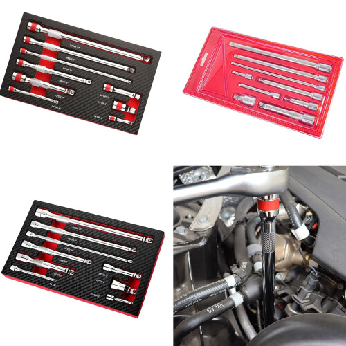 9pcs Multipurpose Swivels Head Socket Adapters Kits Spring Loaded Detent Socket Extension Rod Mechanics Tool Set 1