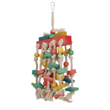 Durable Bird Chewing Toy for Parrots - Multicolor Natural Wooden Blocks with Hanging Hook, Suitable for Macaws, African Grey and Cockatiels